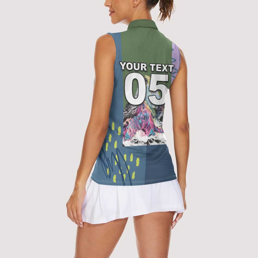 Custom Climbing Women Sleeveless Polo Shirt Mountain Art Retro Style