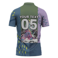 Custom Climbing Zipper Polo Shirt Mountain Art Retro Style