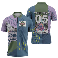 Custom Climbing Zipper Polo Shirt Mountain Art Retro Style