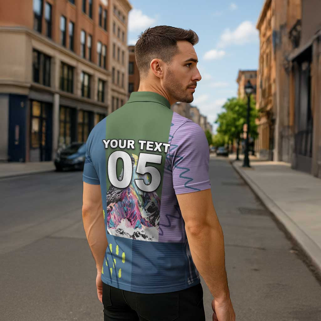 Custom Climbing Zipper Polo Shirt Mountain Art Retro Style
