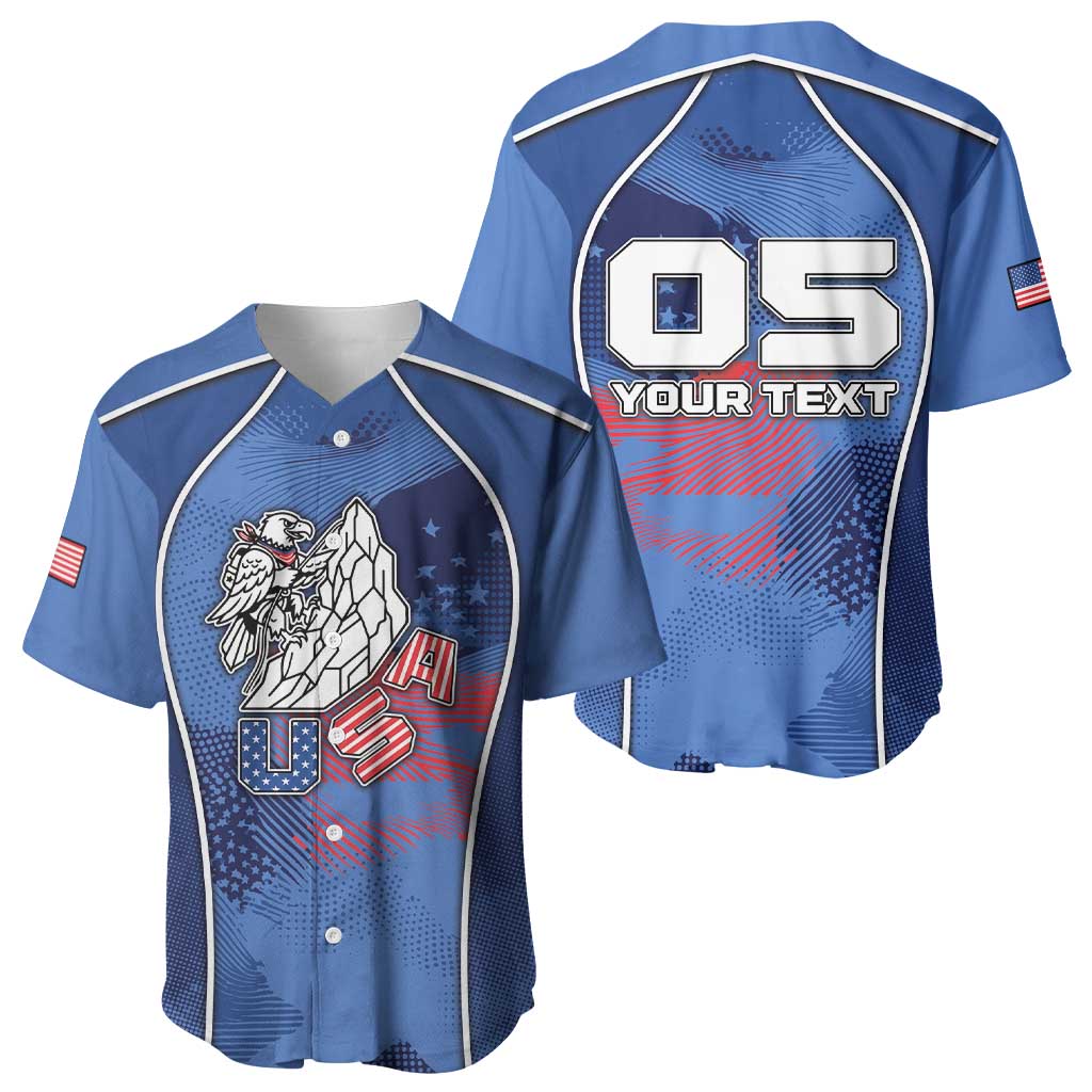 Custom USA Climbing Baseball Jersey American Eagle Climber