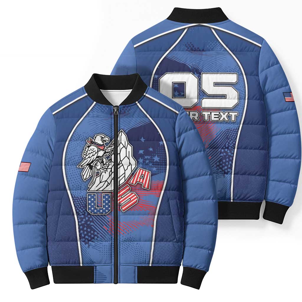 Custom USA Climbing Bomber Puffer Jacket American Eagle Climber