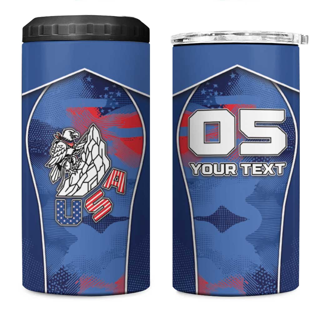 Custom USA Climbing 4 in 1 Can Cooler Tumbler American Eagle Climber