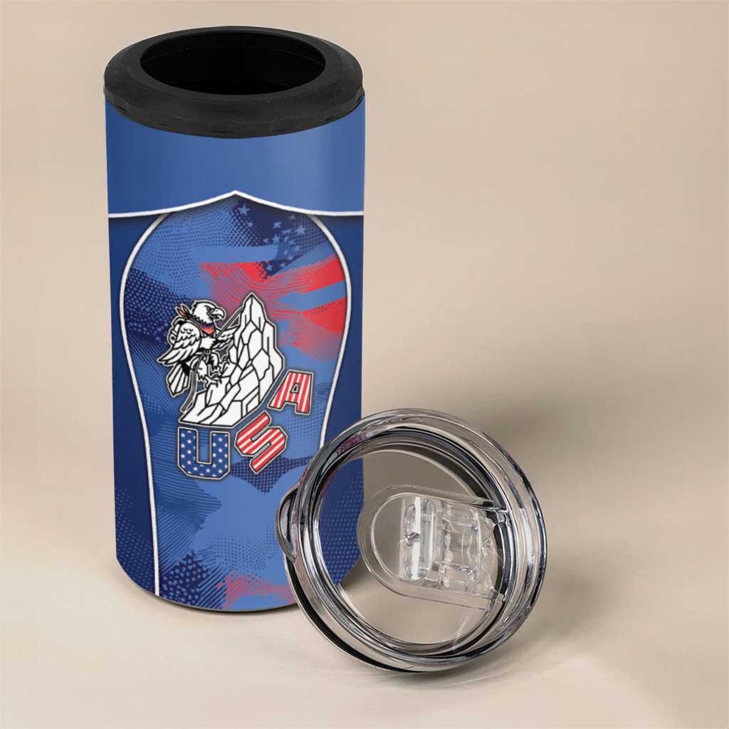 Custom USA Climbing 4 in 1 Can Cooler Tumbler American Eagle Climber