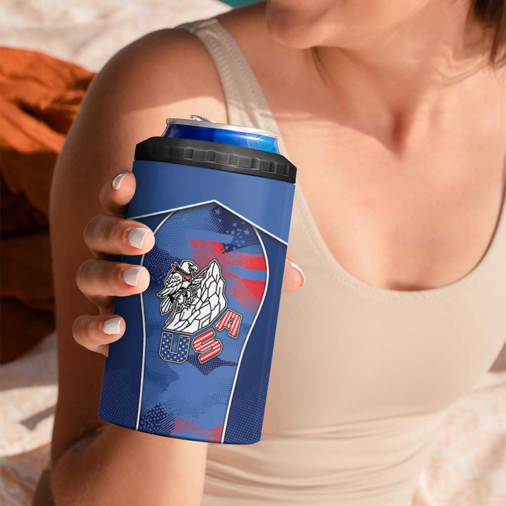 Custom USA Climbing 4 in 1 Can Cooler Tumbler American Eagle Climber