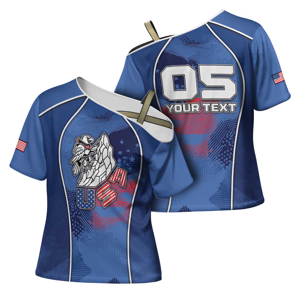 Custom USA Climbing Cross Shoulder Shirt American Eagle Climber