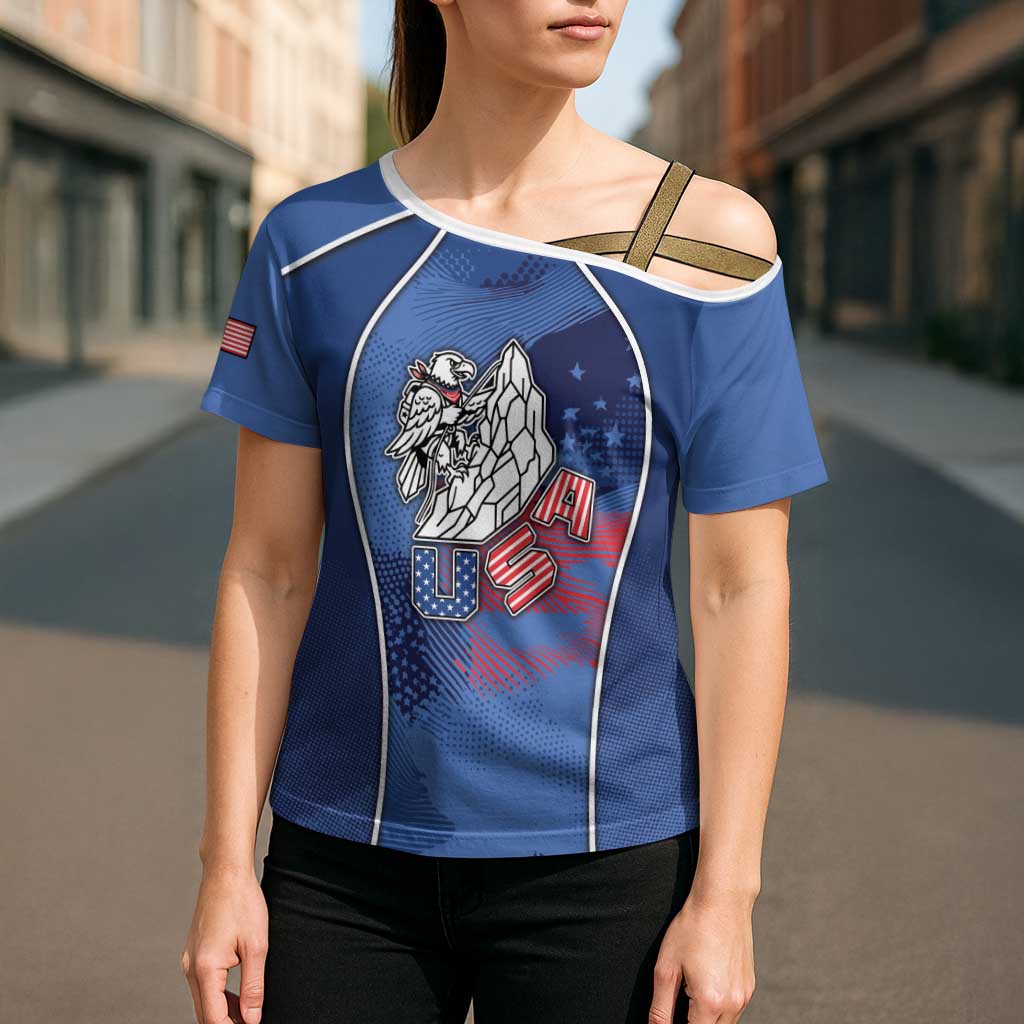 Custom USA Climbing Cross Shoulder Shirt American Eagle Climber