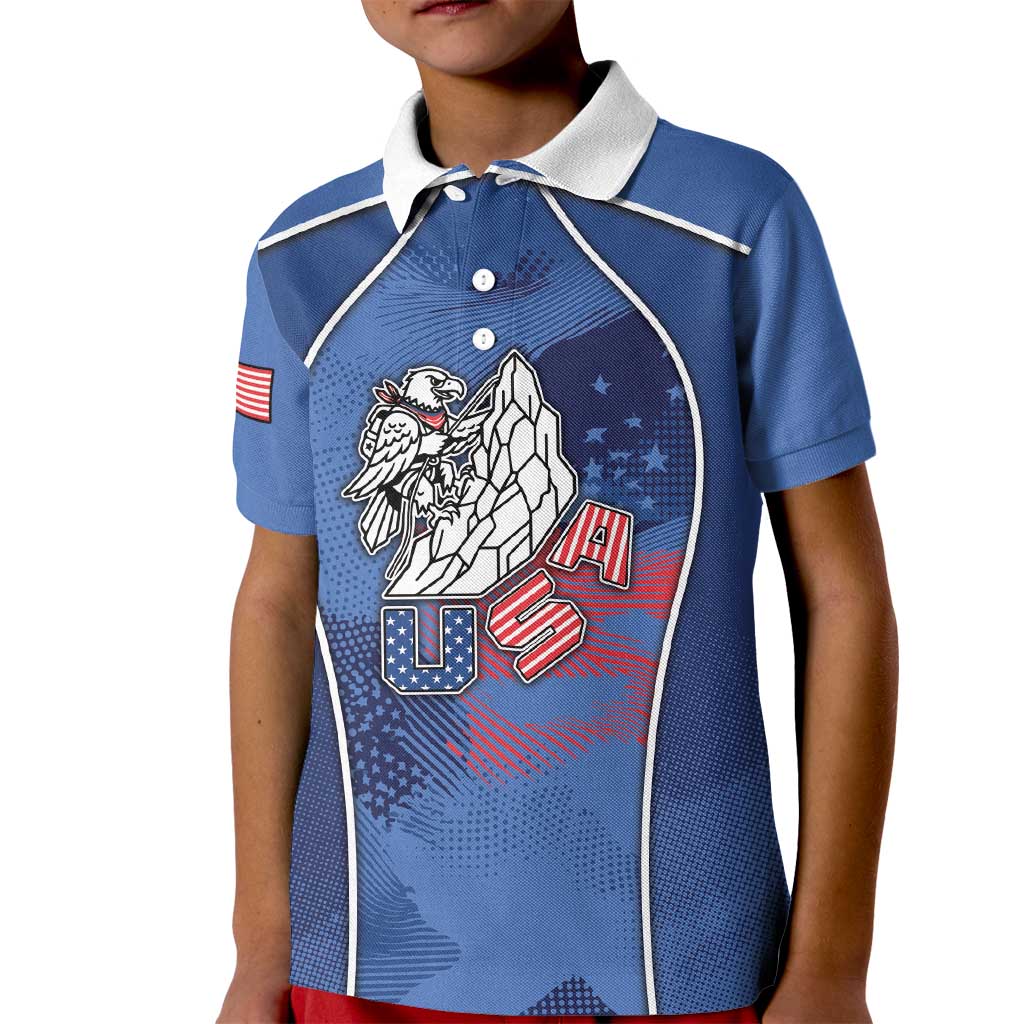 Custom USA Climbing Kid Polo Shirt American Eagle Climber