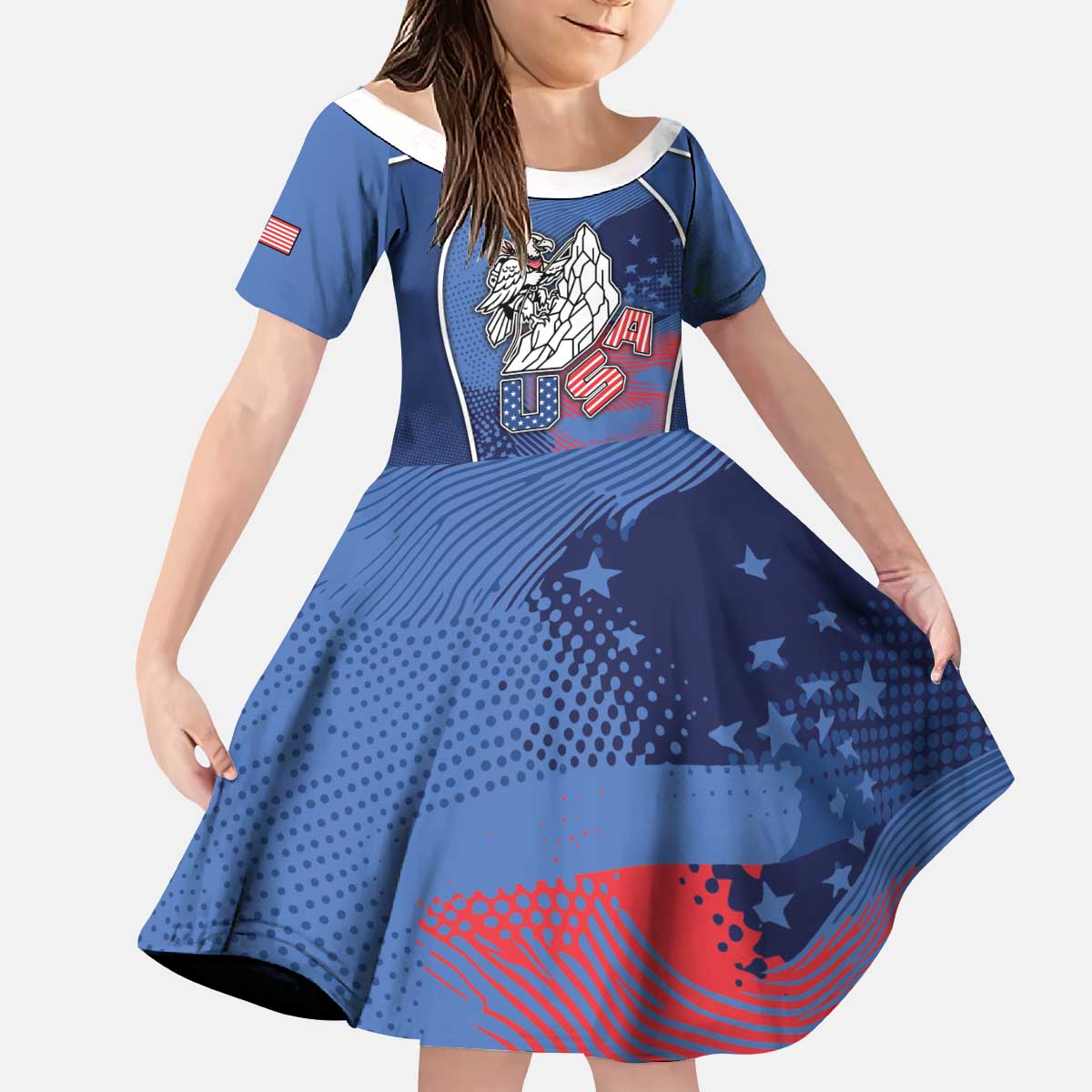Custom USA Climbing Kid Short Sleeve Dress American Eagle Climber