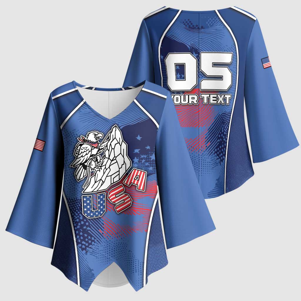Custom USA Climbing Kimono Sleeve Blouse American Eagle Climber