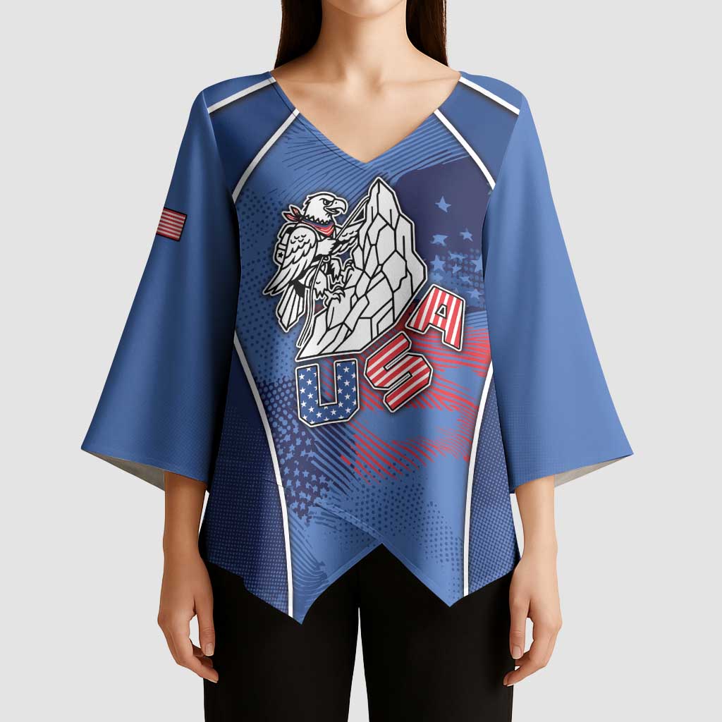 Custom USA Climbing Kimono Sleeve Blouse American Eagle Climber