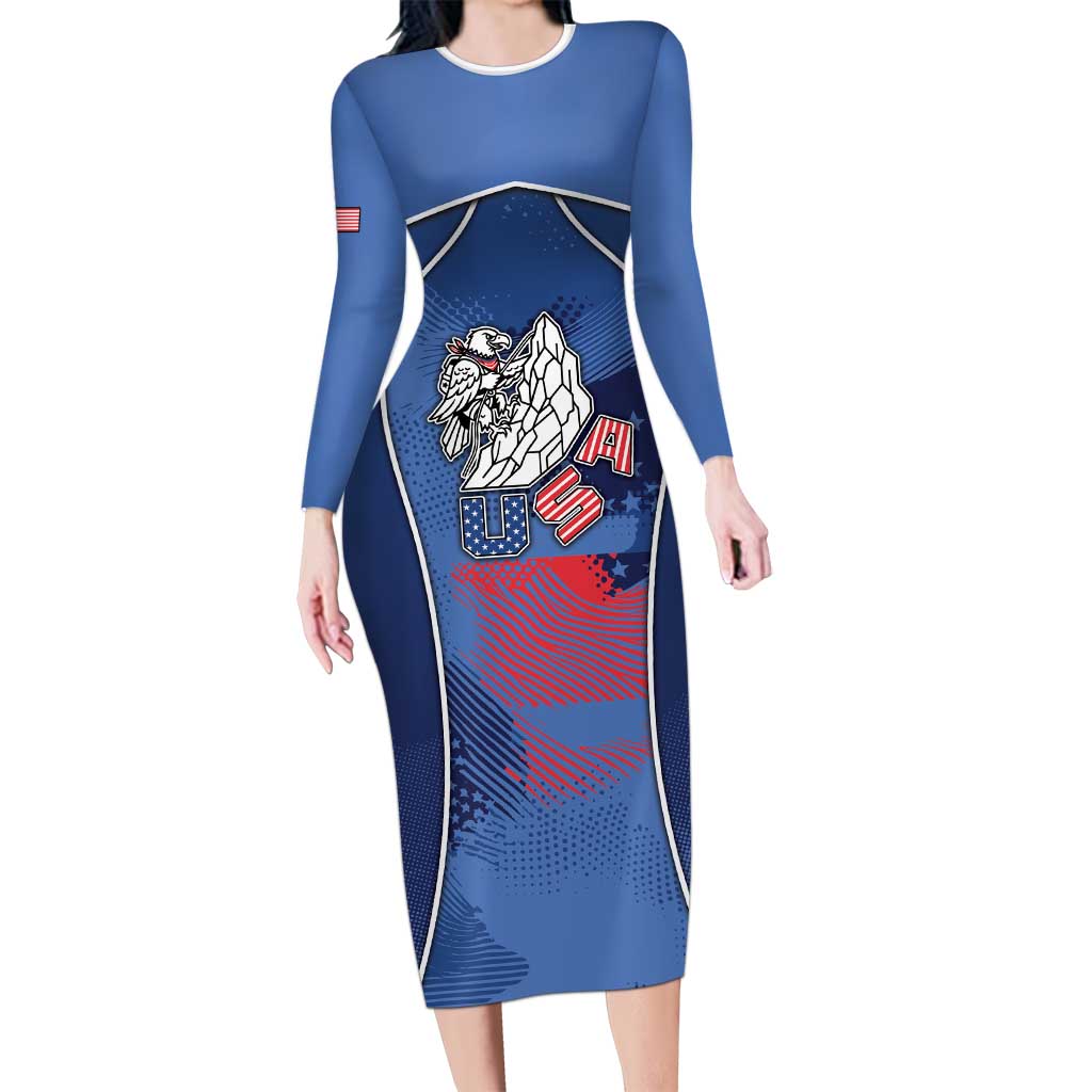 Custom USA Climbing Long Sleeve Bodycon Dress American Eagle Climber