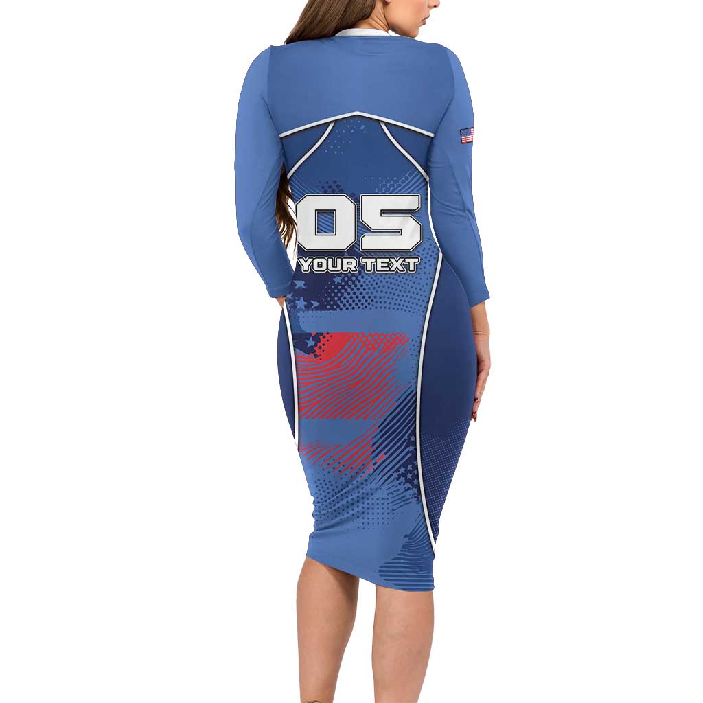 Custom USA Climbing Long Sleeve Bodycon Dress American Eagle Climber