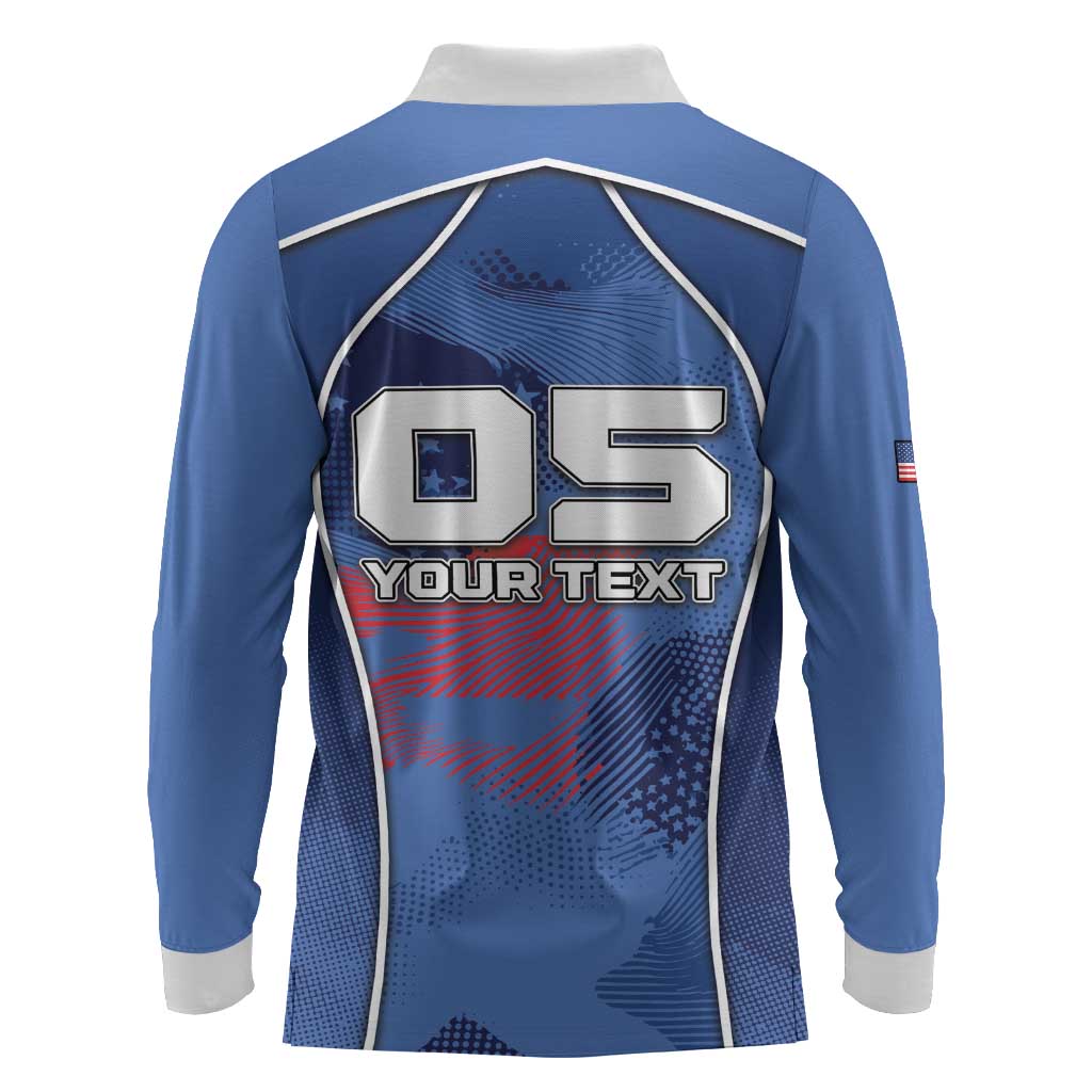 Custom USA Climbing Long Sleeve Polo Shirt American Eagle Climber