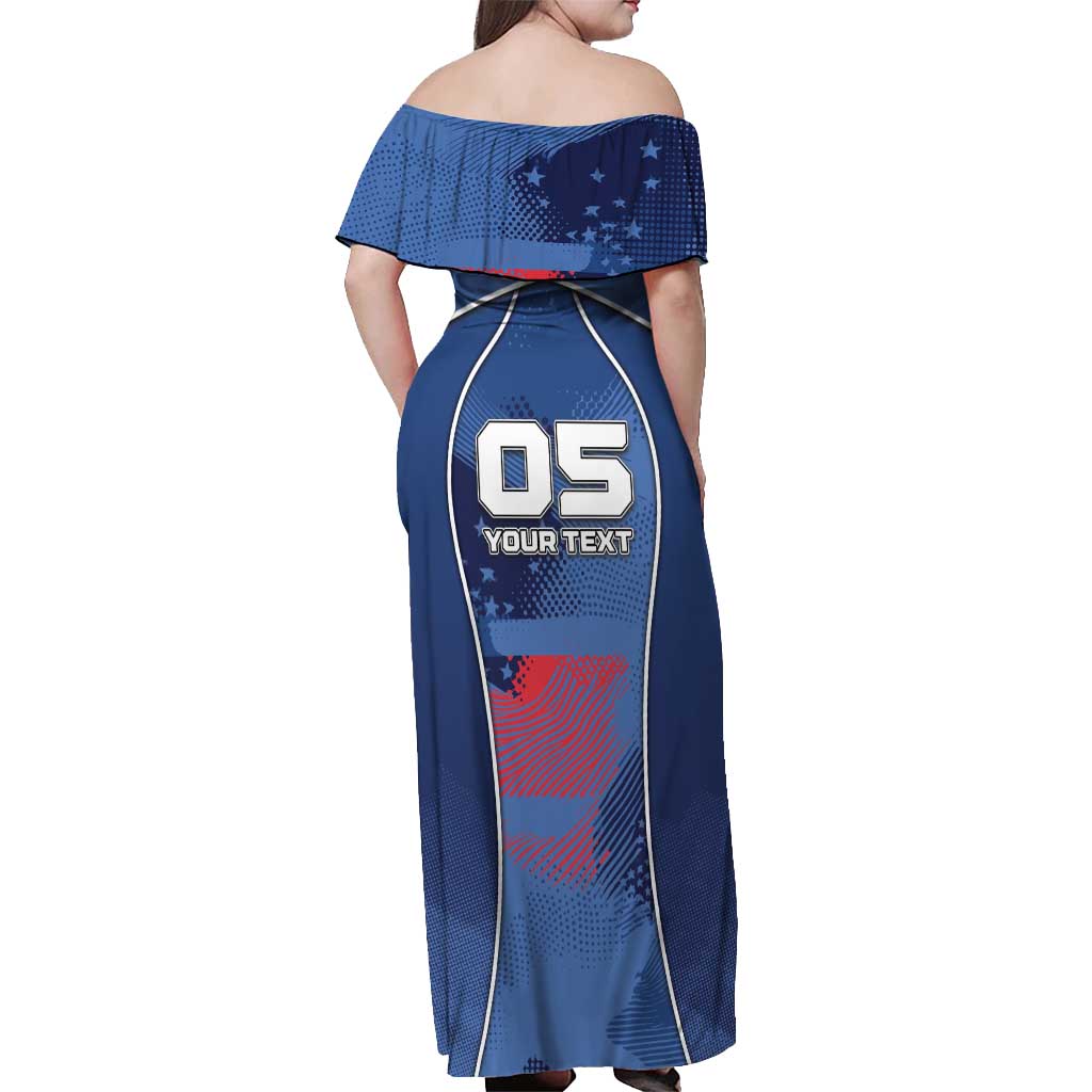 Custom USA Climbing Off Shoulder Maxi Dress American Eagle Climber