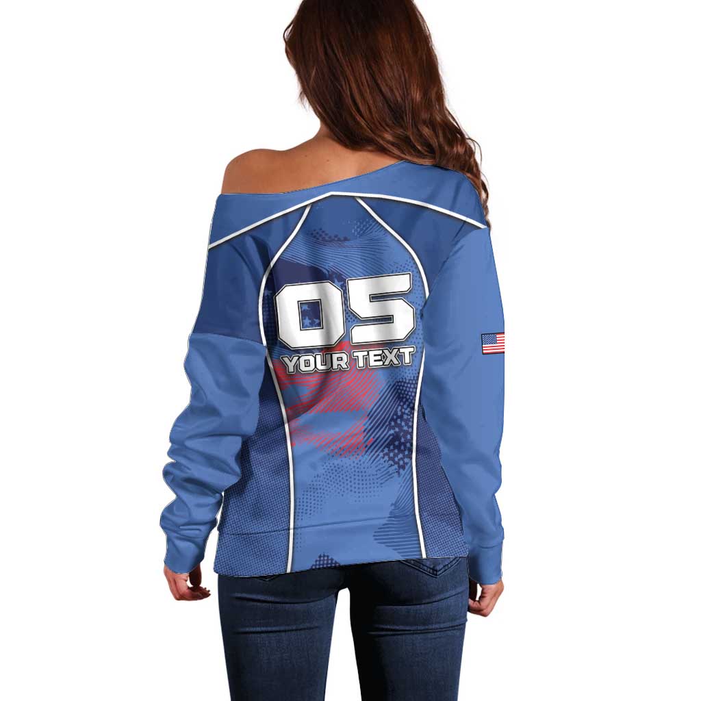 Custom USA Climbing Off Shoulder Sweater American Eagle Climber