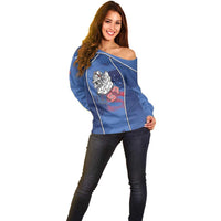 Custom USA Climbing Off Shoulder Sweater American Eagle Climber