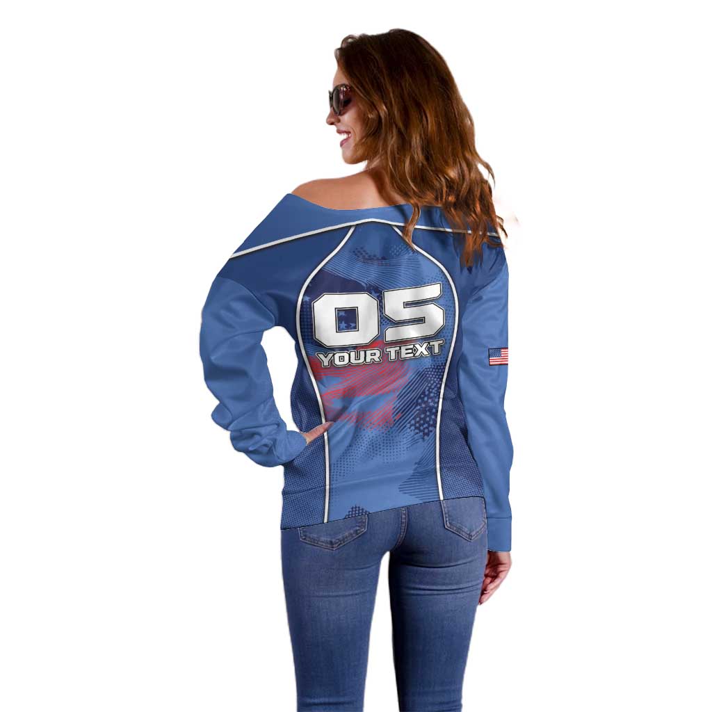 Custom USA Climbing Off Shoulder Sweater American Eagle Climber