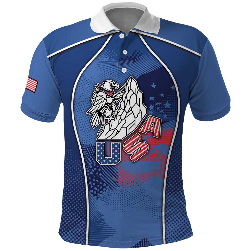 Custom USA Climbing Polo Shirt American Eagle Climber