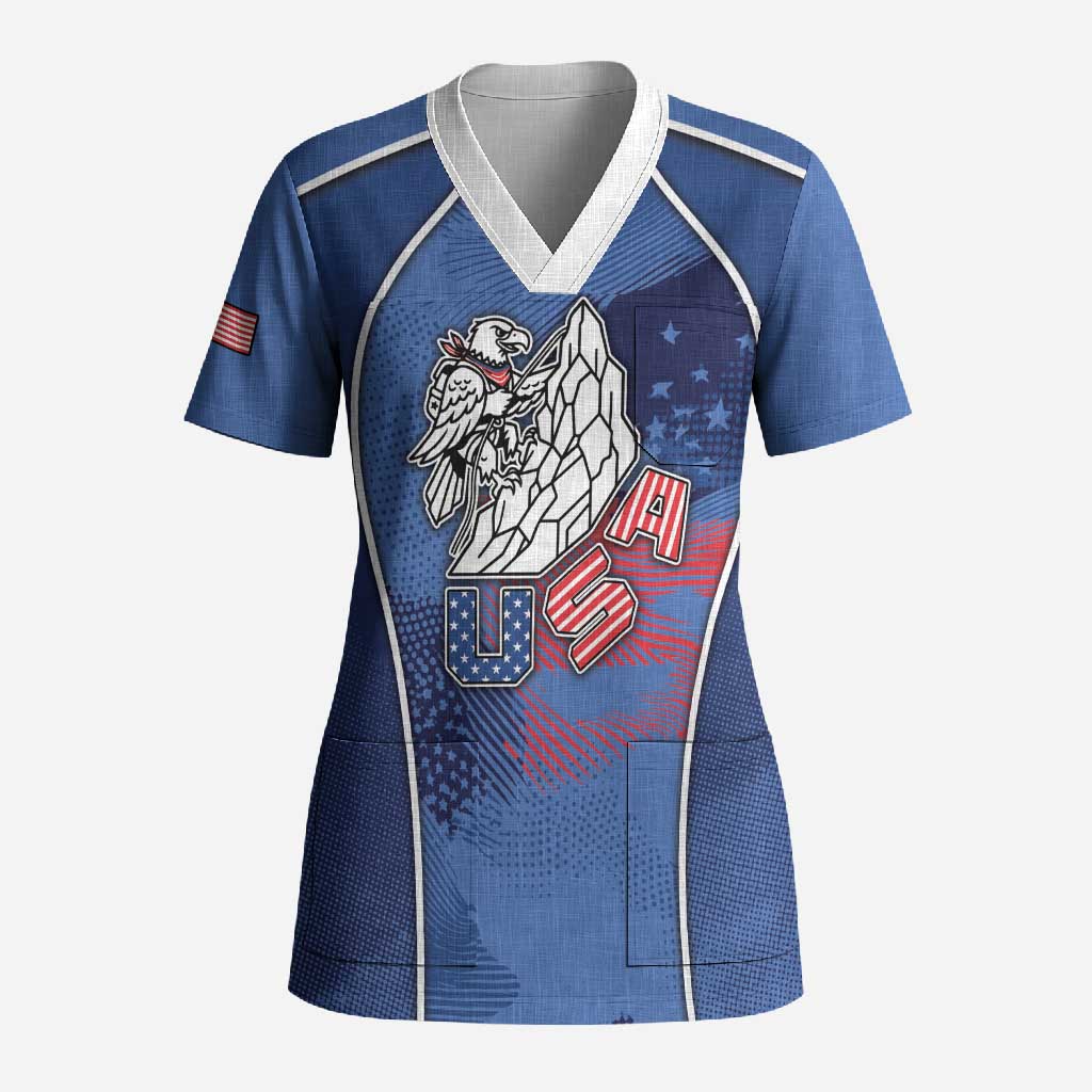 Custom USA Climbing Scrub Top American Eagle Climber