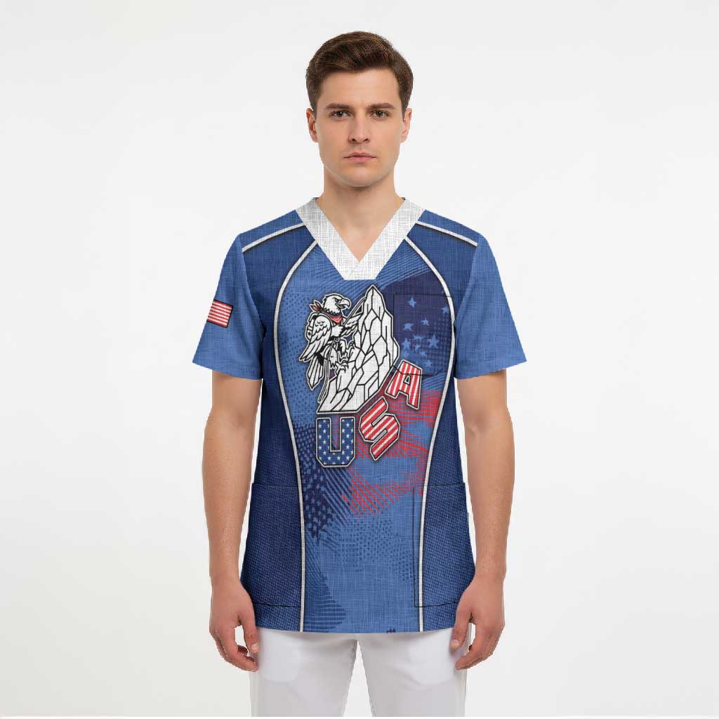 Custom USA Climbing Scrub Top American Eagle Climber