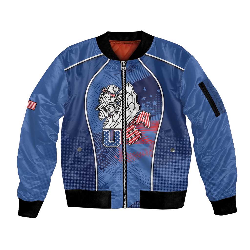 Custom USA Climbing Sleeve Zip Bomber Jacket American Eagle Climber