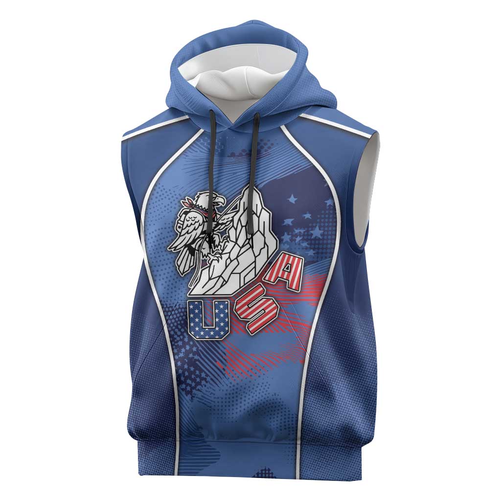 Custom USA Climbing Sleeveless Hoodie American Eagle Climber