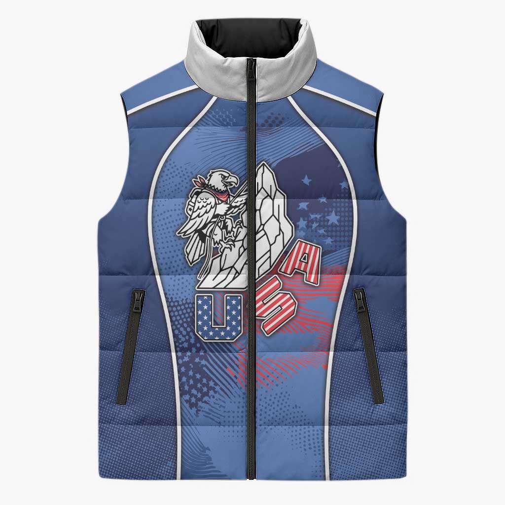 Custom USA Climbing Sleeveless Puffer Jacket American Eagle Climber