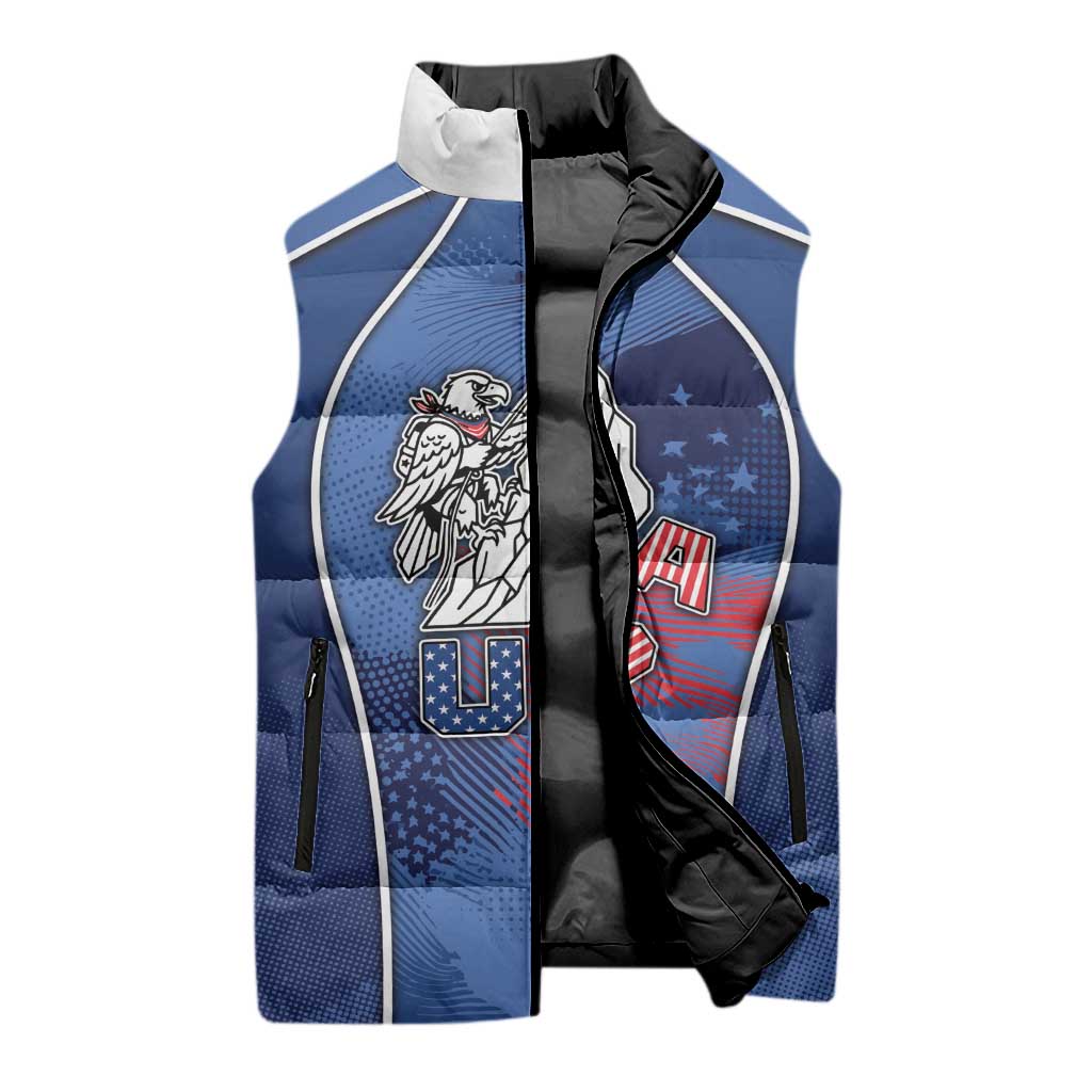 Custom USA Climbing Sleeveless Puffer Jacket American Eagle Climber