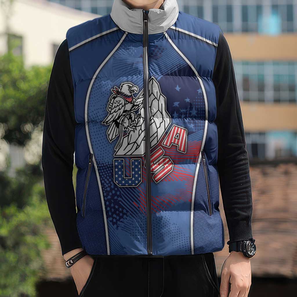 Custom USA Climbing Sleeveless Puffer Jacket American Eagle Climber