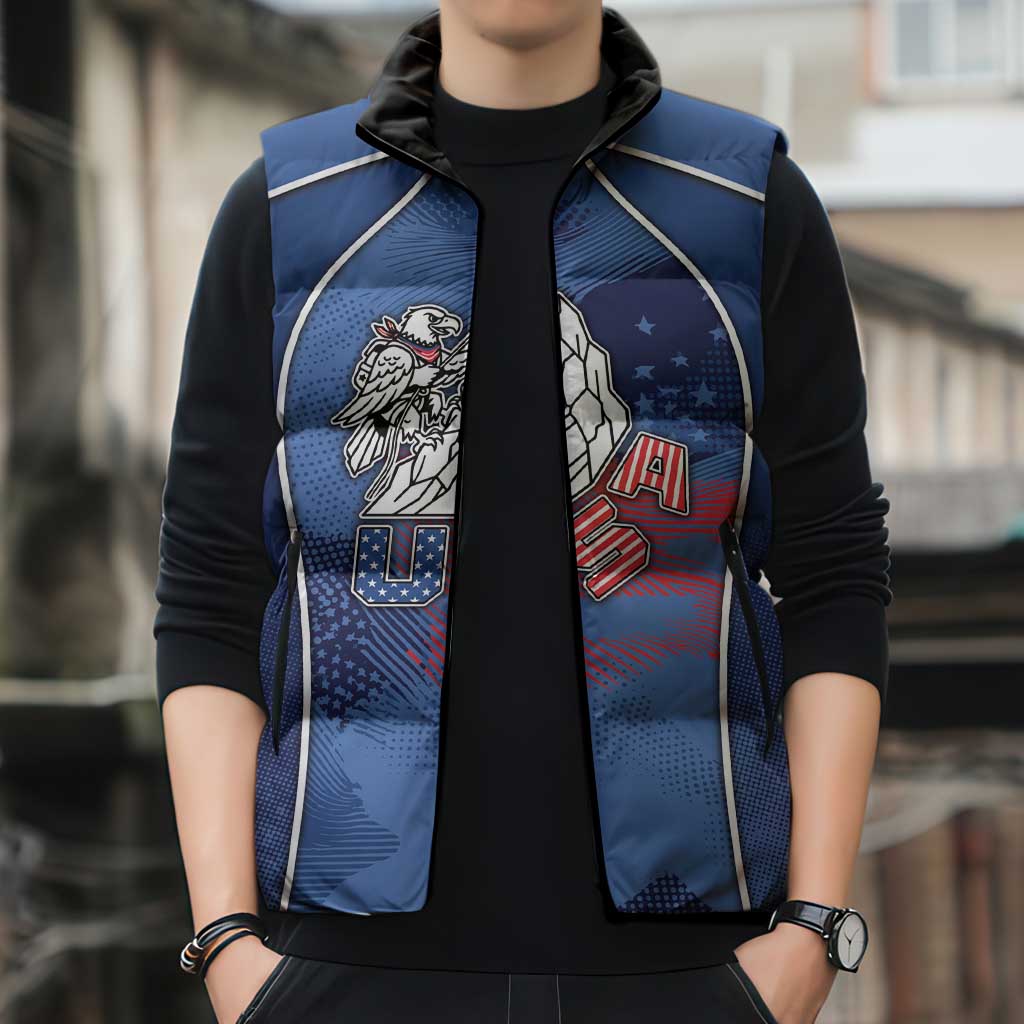 Custom USA Climbing Sleeveless Puffer Jacket American Eagle Climber