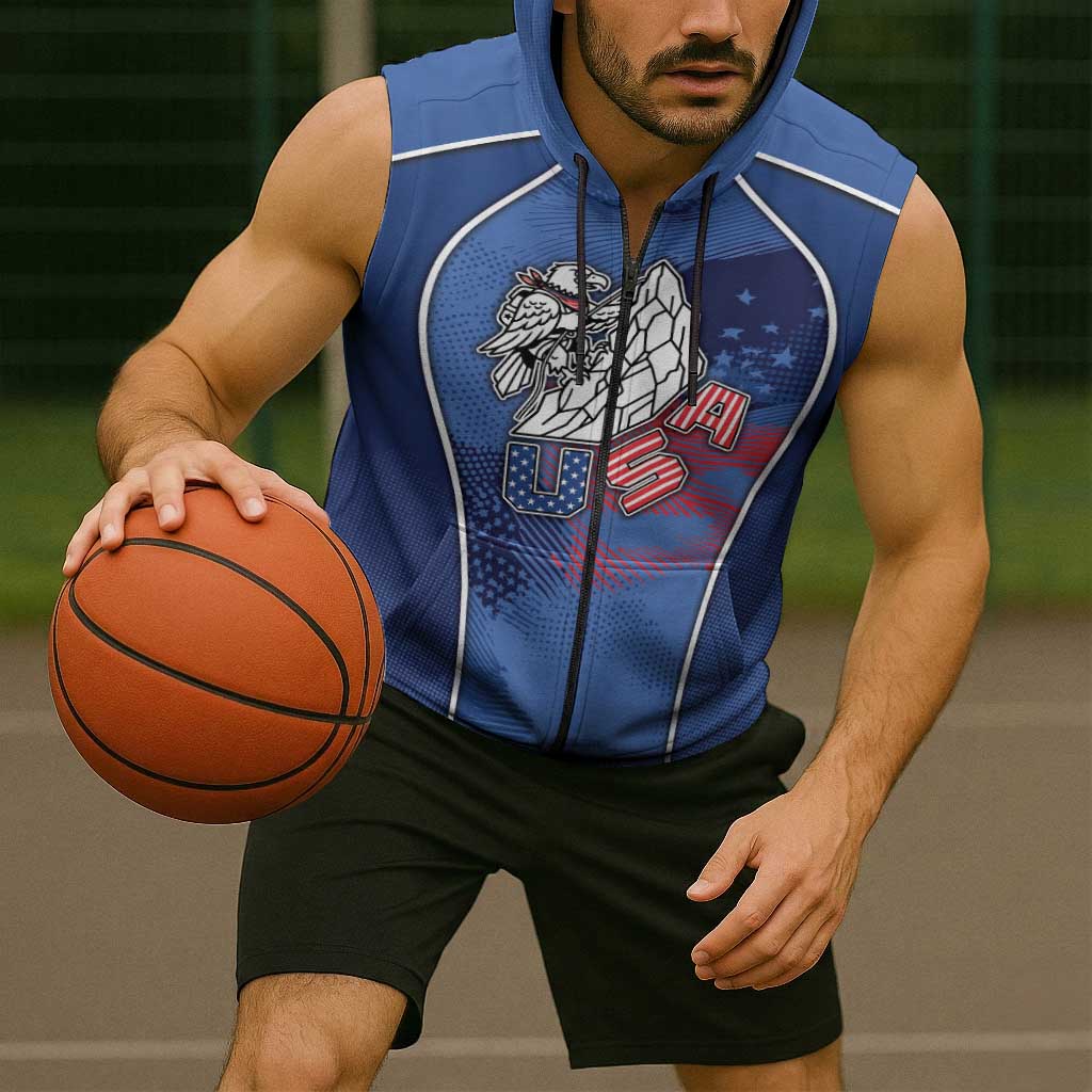 Custom USA Climbing Sleeveless Zip Hoodie American Eagle Climber