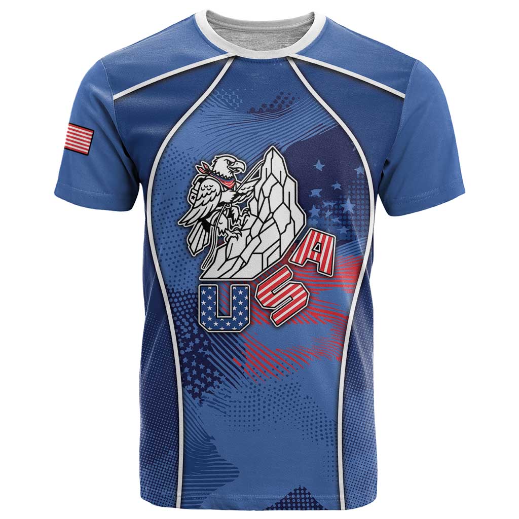 Custom USA Climbing T Shirt American Eagle Climber
