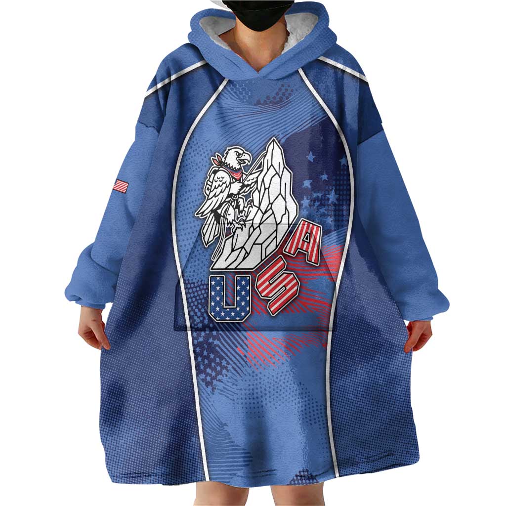 Custom USA Climbing Wearable Blanket Hoodie American Eagle Climber