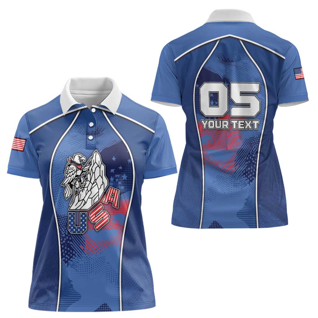 Custom USA Climbing Women Polo Shirt American Eagle Climber