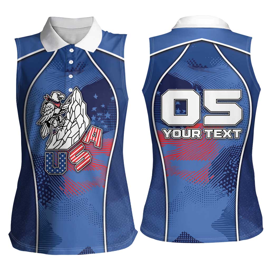 Custom USA Climbing Women Sleeveless Polo Shirt American Eagle Climber