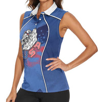 Custom USA Climbing Women Sleeveless Polo Shirt American Eagle Climber