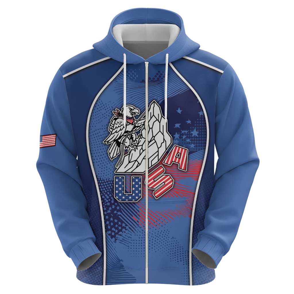 Custom USA Climbing Zip Hoodie American Eagle Climber