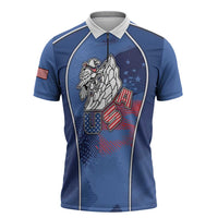 Custom USA Climbing Zipper Polo Shirt American Eagle Climber