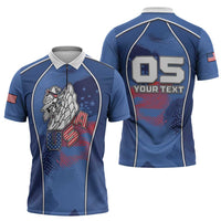 Custom USA Climbing Zipper Polo Shirt American Eagle Climber