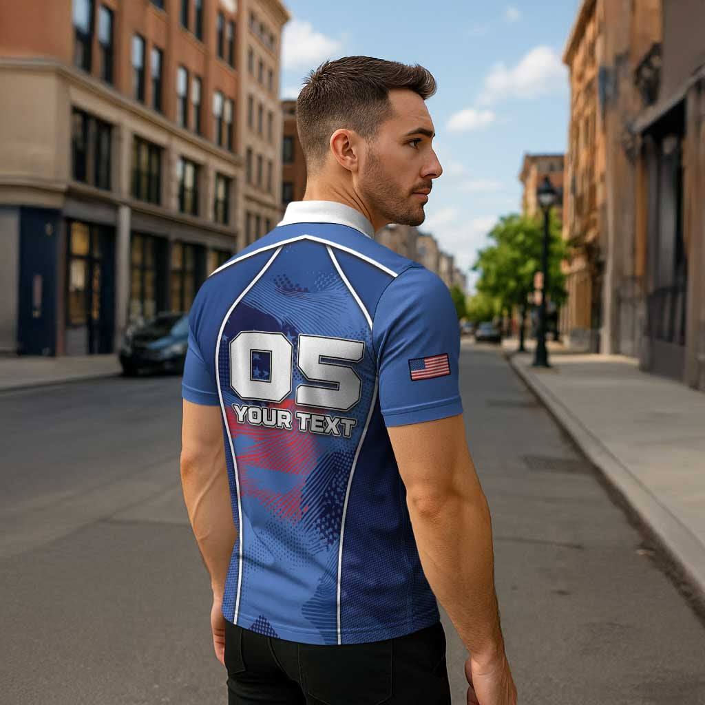 Custom USA Climbing Zipper Polo Shirt American Eagle Climber