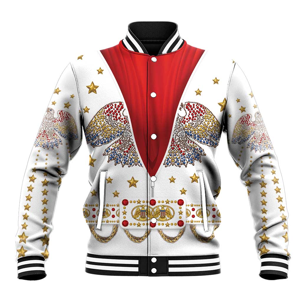 American Eagle Rock Star Costume Baseball Jacket Vintage 70s Rhinestone Patriotic Stage Outfit