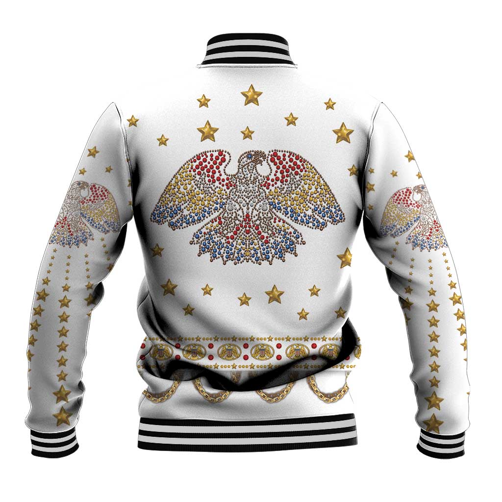 American Eagle Rock Star Costume Baseball Jacket Vintage 70s Rhinestone Patriotic Stage Outfit