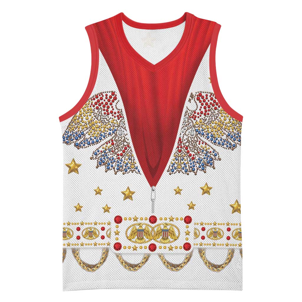 American Eagle Rock Star Costume Basketball Jersey Vintage 70s Rhinestone Patriotic Stage Outfit