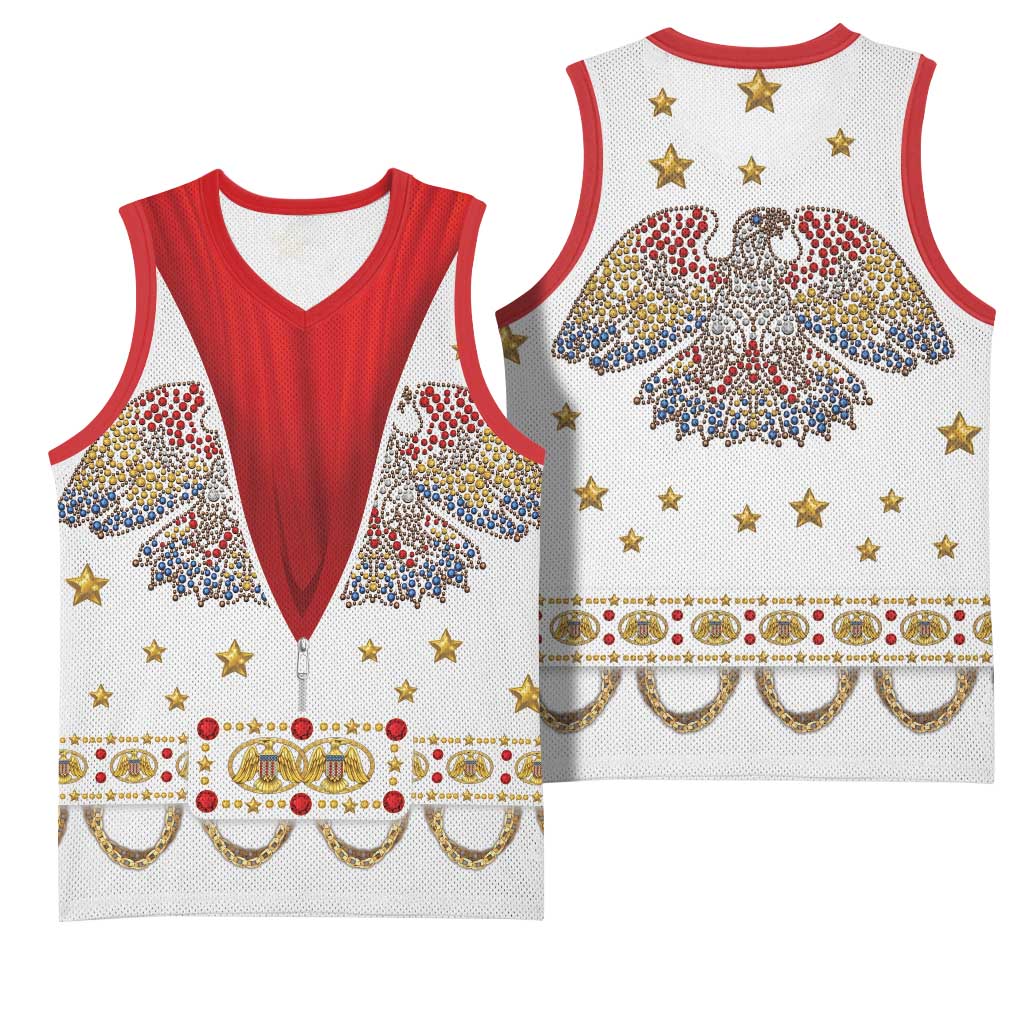 American Eagle Rock Star Costume Basketball Jersey Vintage 70s Rhinestone Patriotic Stage Outfit