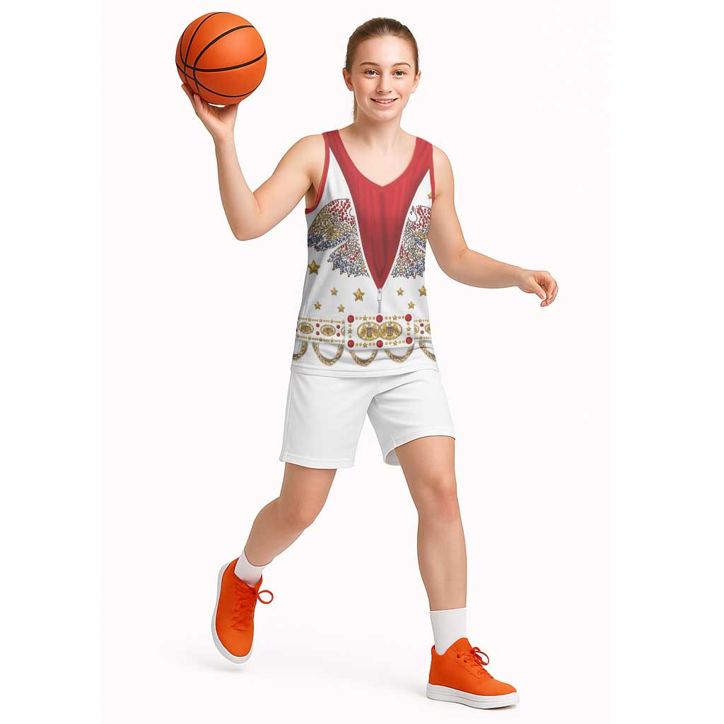 American Eagle Rock Star Costume Basketball Jersey Vintage 70s Rhinestone Patriotic Stage Outfit