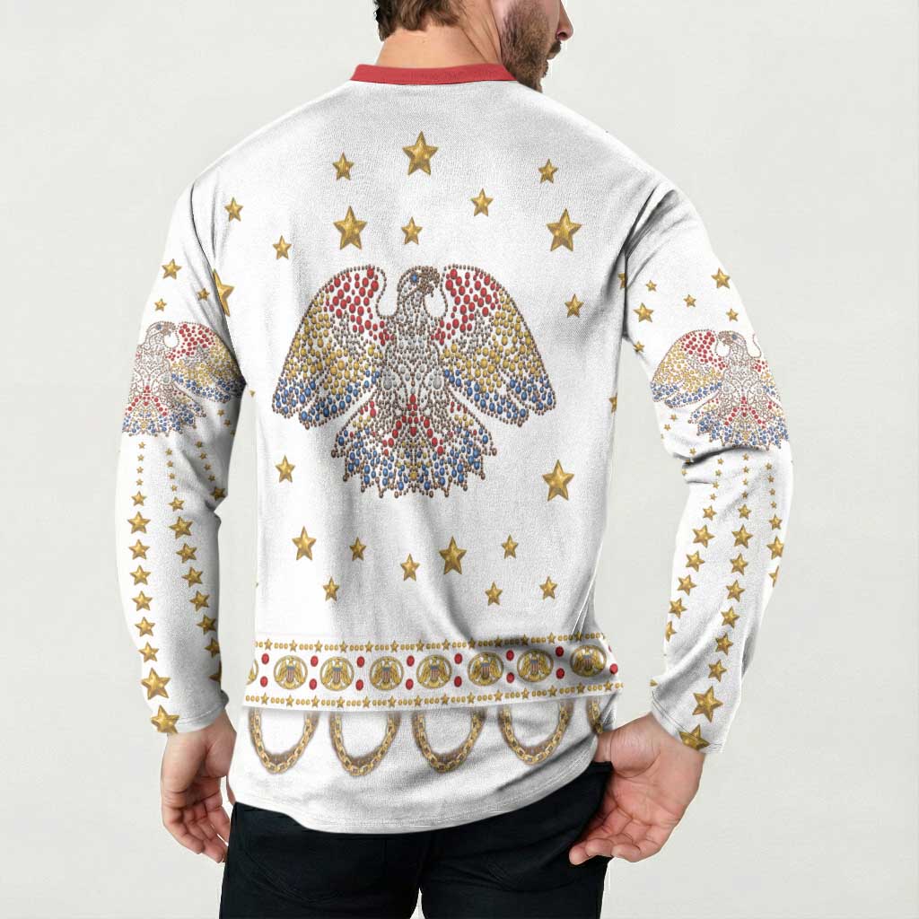 American Eagle Rock Star Costume Button Sweatshirt Vintage 70s Rhinestone Patriotic Stage Outfit