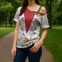 American Eagle Rock Star Costume Cross Shoulder Shirt Vintage 70s Rhinestone Patriotic Stage Outfit