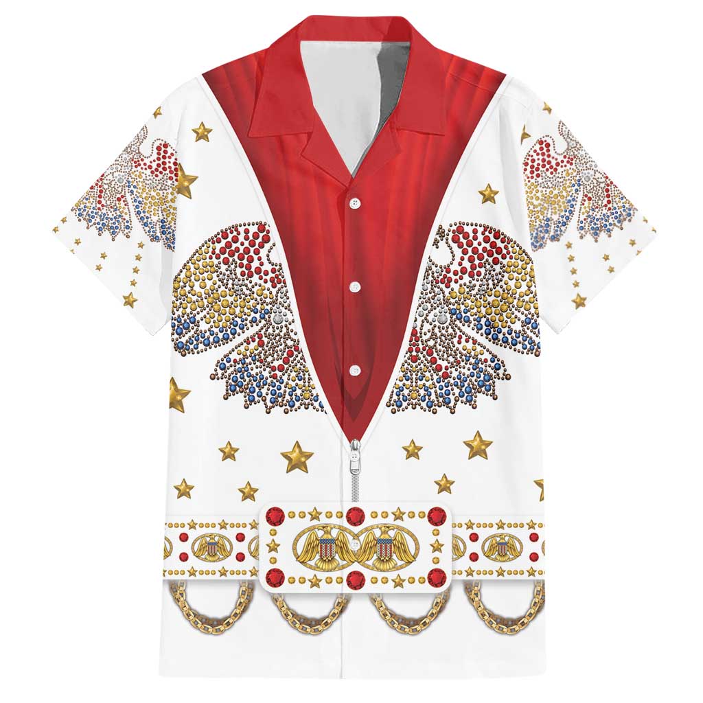 American Eagle Rock Star Costume Hawaiian Shirt Vintage 70s Rhinestone Patriotic Stage Outfit