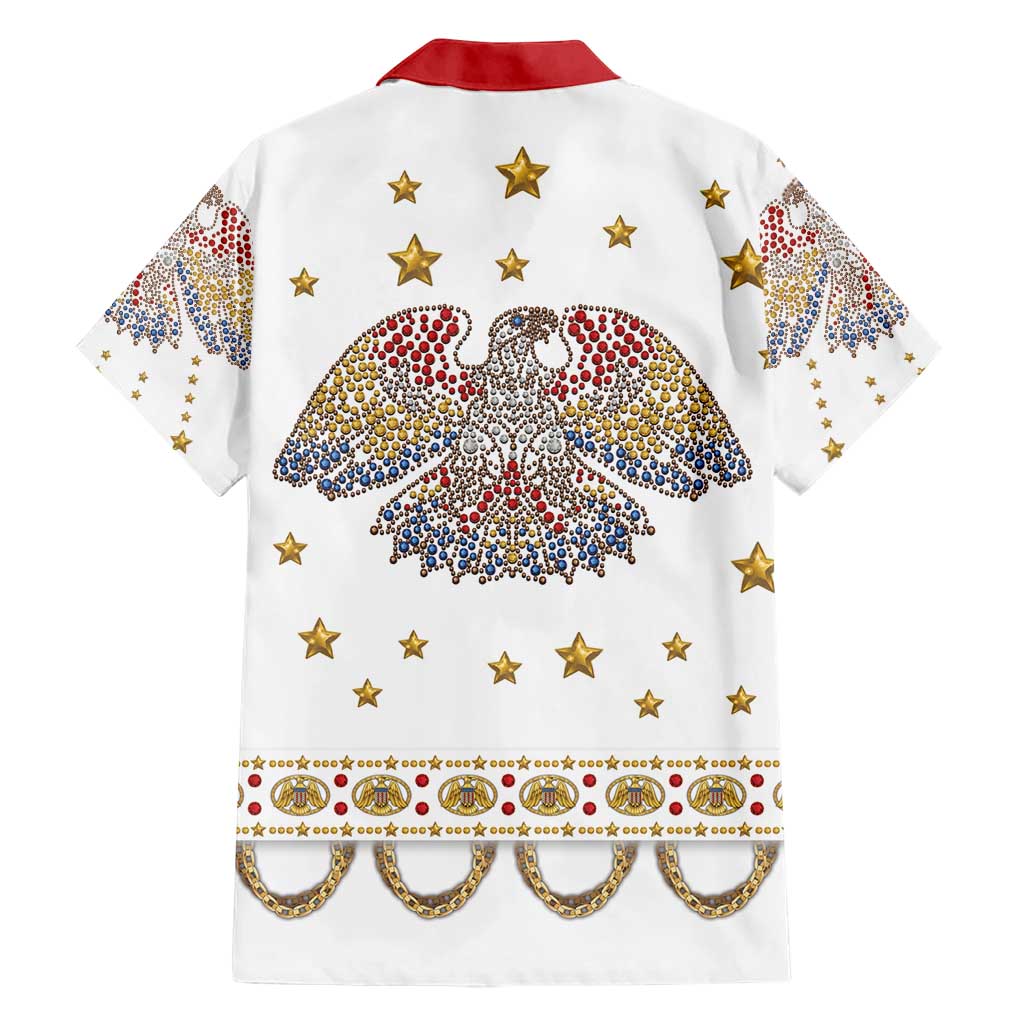 American Eagle Rock Star Costume Hawaiian Shirt Vintage 70s Rhinestone Patriotic Stage Outfit